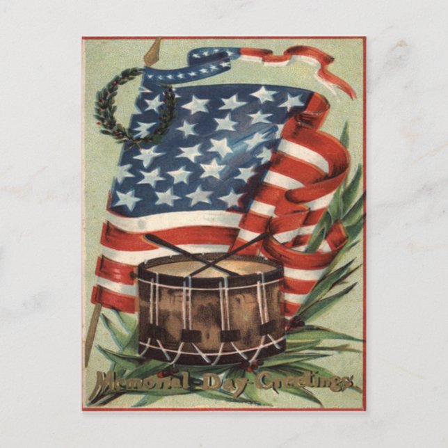 Carte Postale Couronne du drapeau américain du Memorial Day (Devant)