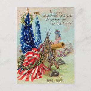 Carte Postale Couronne du drapeau américain Mémorial de la guerr