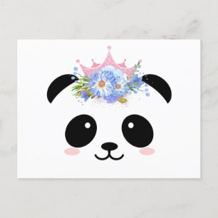 Carte Postale Couronne fleurie de princesse panda
