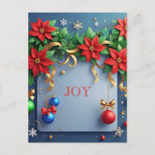Carte Postale Couronne florale de Noël élégante Poinsettia