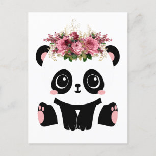 Carte Postale Couronne florale de panda 