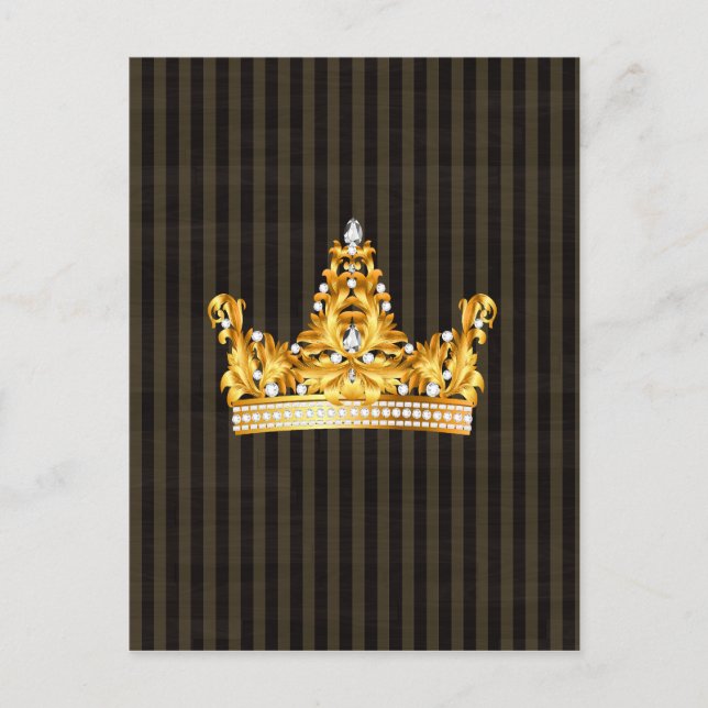 Carte Postale couronne or brun moutarde rayures royal noble (Devant)