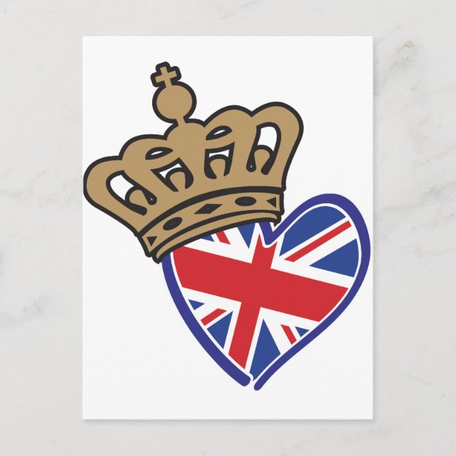 Carte Postale Couronne Royale Drapeau Cœur Royaume-Uni (Devant)