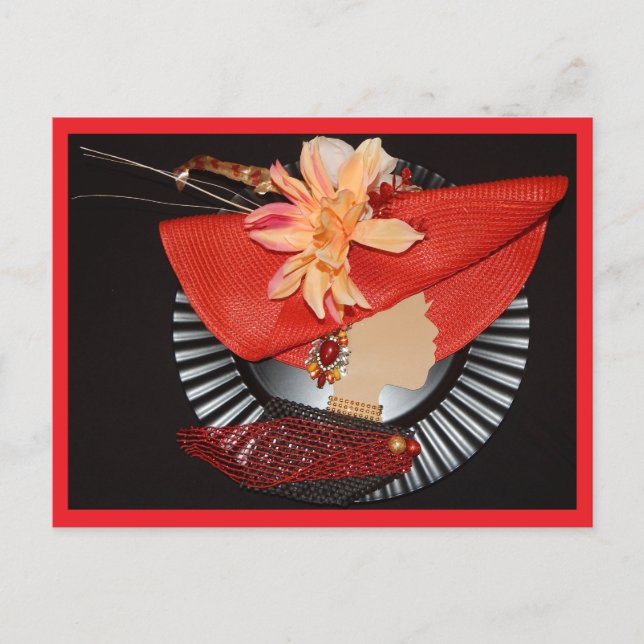 CARTE POSTALE COURONNES ÉLÉGANTES -ROUGE / NOIR (Devant)