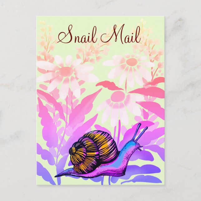 Carte Postale courrier d'escargot coloré (Devant)