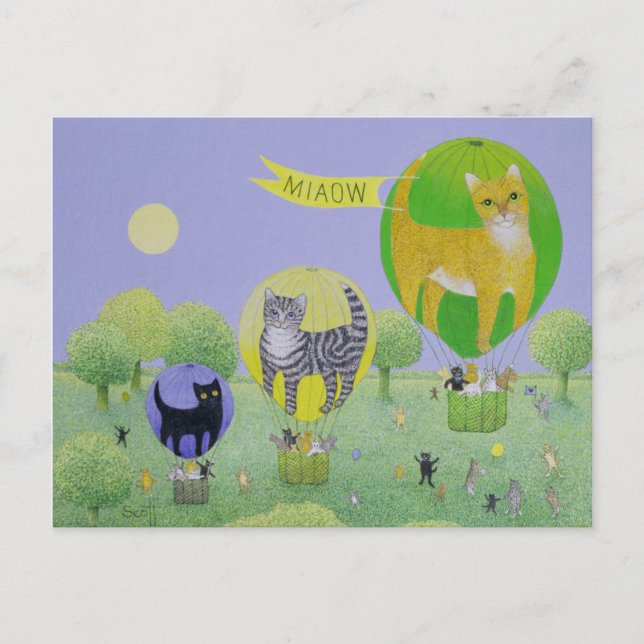 Carte Postale Course de ballon de chat (Devant)