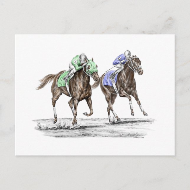 Carte Postale Course de chevaux à Thoroughbred (Devant)