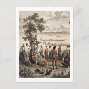 Carte Postale Course de Pirogue sur la rivière Bassac, détail de