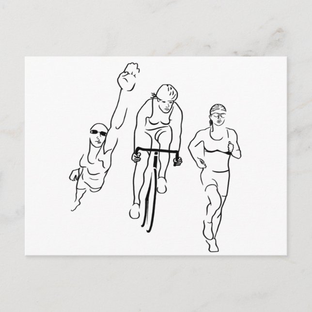 Carte Postale Course de vélo de natation Triathlon Femme (Devant)