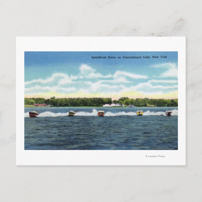 Carte Postale Course en Speedboat sur le lac (Devant)