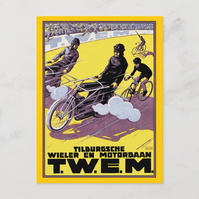 Carte postale : Course moto et vélo (Devant)