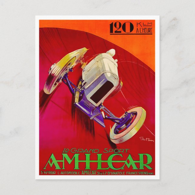 Carte Postale Course vintage Amilcar 1927 (Devant)
