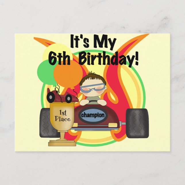 Carte Postale Course Voiture 6e Anniversaire Tshirts et cadeaux (Devant)