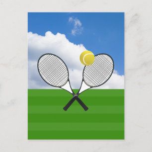 Carte Postale court de tennis et RACKETS DE TENNIS