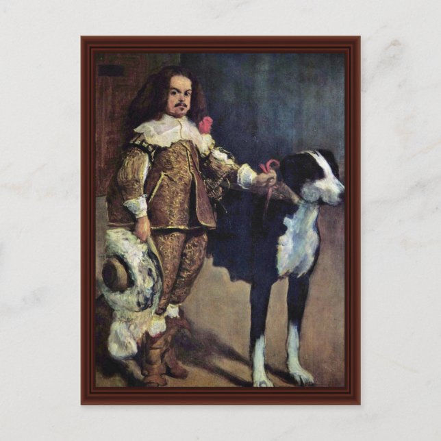 Carte Postale Court Nain Avec Un Chien Par Diego Velázquez (Devant)
