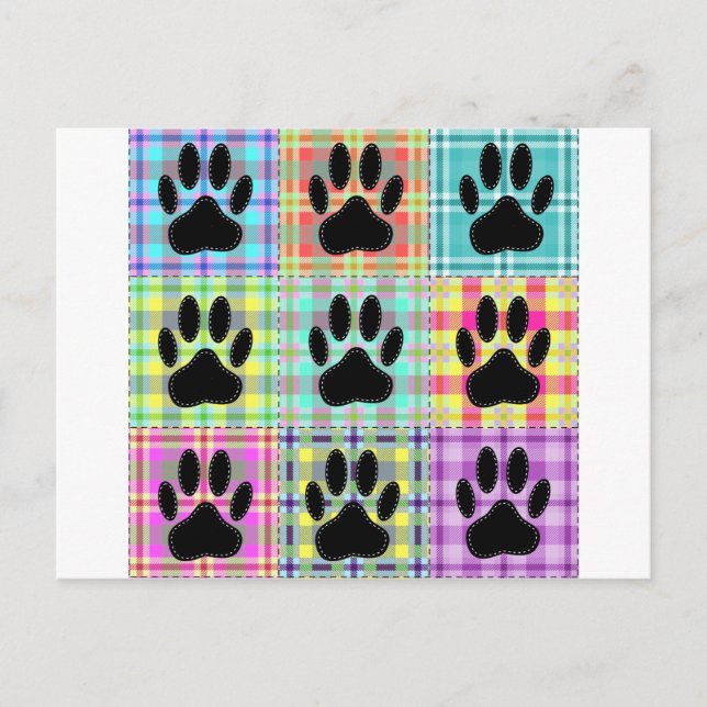 Carte Postale Courte plaid motif patte de chien (Devant)