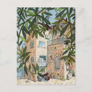 Carte Postale Courtyard in Haifa Israel Paysage cityscape croqui