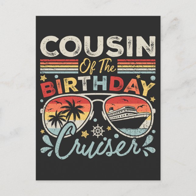 Carte Postale Cousin du Vacances du Croiseur d'Anniversaire (Devant)