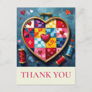 Carte Postale Couturière quilting couture Merci
