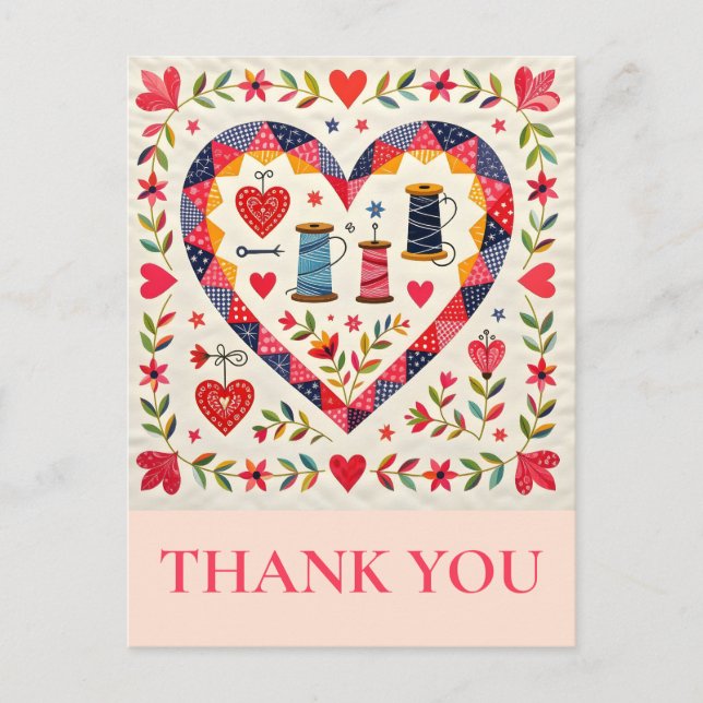Carte Postale Couturière quilting couture merci (Devant)