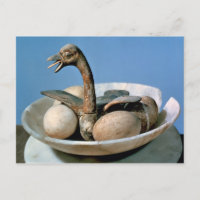Couvercle d'un bocal d'albâtre décoré d'un oiseau