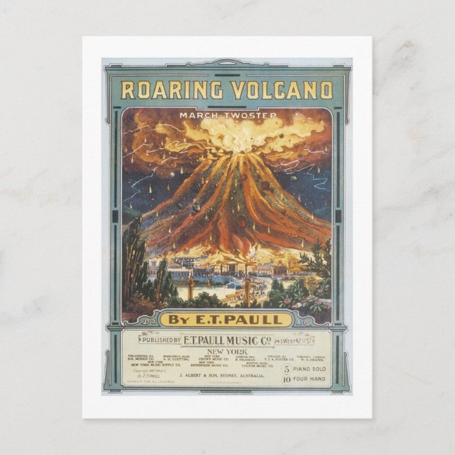 Carte Postale Couvercle Vintage Volcan Roaring (Devant)