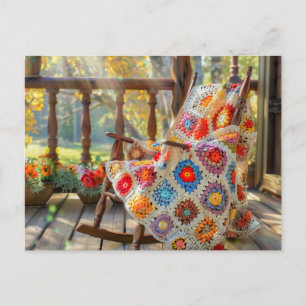 Carte Postale Couverture au crochet Carré de grand-mère allongée