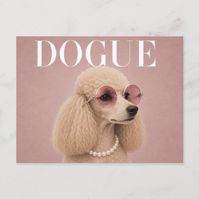 Carte Postale Couverture de fille pour chien caniche rose (Devant)
