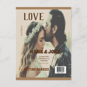 Carte Postale couverture de magazine de mariage simple et minima