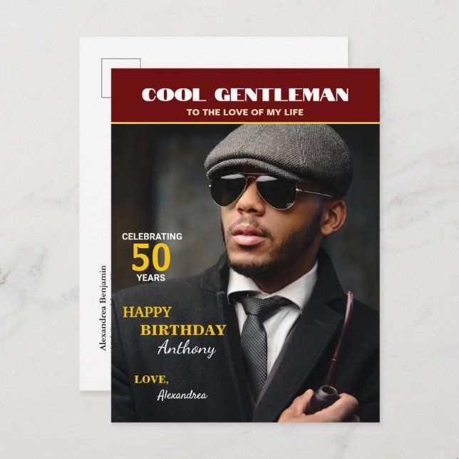 Carte Postale Couverture de magazine de photo d'anniversaire Per (Devant / Derrière)