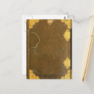 Carte Postale Couverture de vieux livre doré