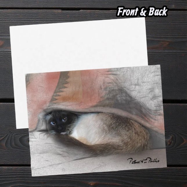 Carte Postale Couverture Pensée Pour Vous Adorable Chaton Siamoi (Front and back view of cute Siamese kitten postcard)