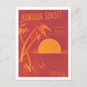Carte Postale Couverture Vintage du Sunset hawaïen