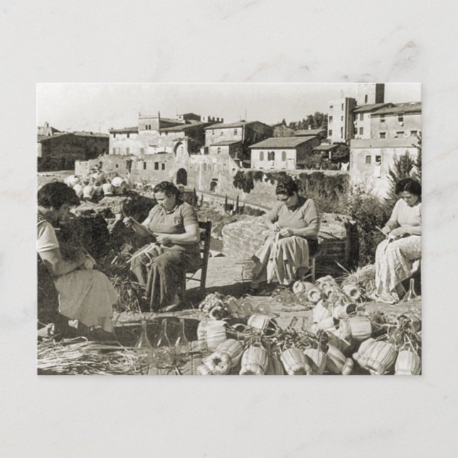 Carte Postale Couvertures de bouteilles en Chianti (Devant)