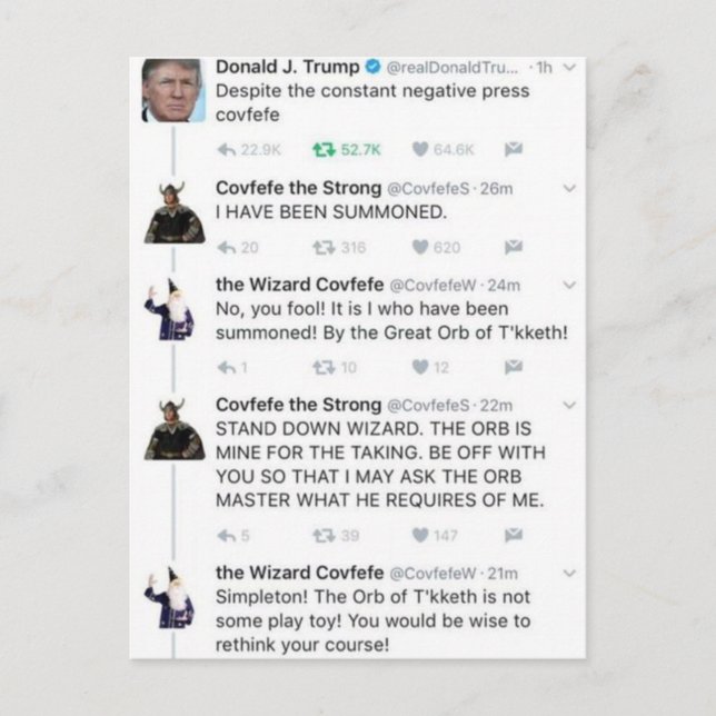 Carte Postale Covfefe (Devant)