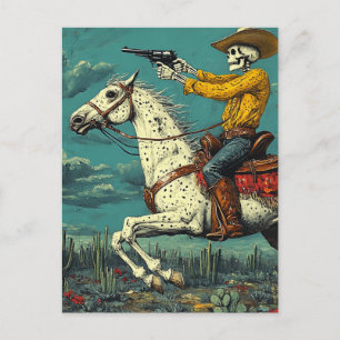 Carte Postale Cow-boy squelette sur un cheval Appaloosa
