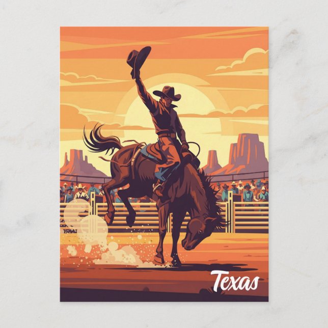 Carte Postale Cowboy à Rodeo Texas Travel (Devant)