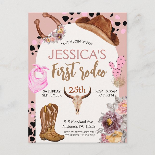 Carte Postale Cowboy Anniversaire 1er Rodéo Anniversaire (Devant)