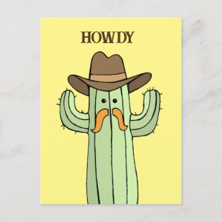 Carte Postale Cowboy Cactus Howdy