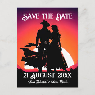 Carte Postale Cowboy et Cowgirl au Coucher de Soleil Enregistrer