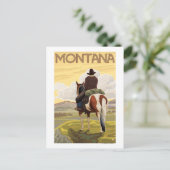 Carte Postale Cowboy & HorseMontanaVintage Affiche de voyage (Debout devant)