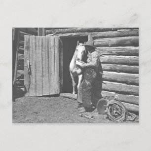 Carte Postale Cowboy lisant une lettre.