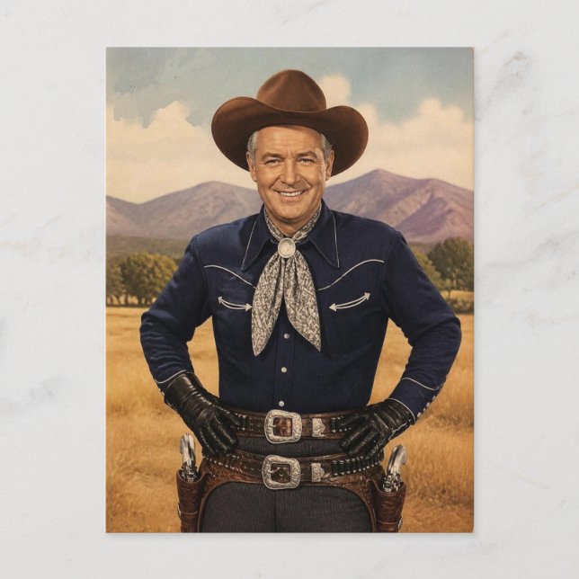 Carte Postale Cowboy occidental classique des années 50 (Devant)