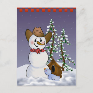 Carte Postale Cowboy Snowman avec Bandana rouge