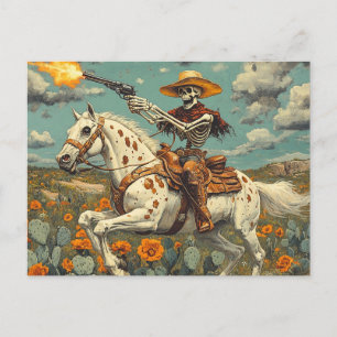 Carte Postale Cowboy squelette sur un cheval Appaloosa dans les 