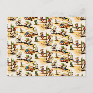 Carte Postale Cowboy vintage Country Kids Pony Cactus