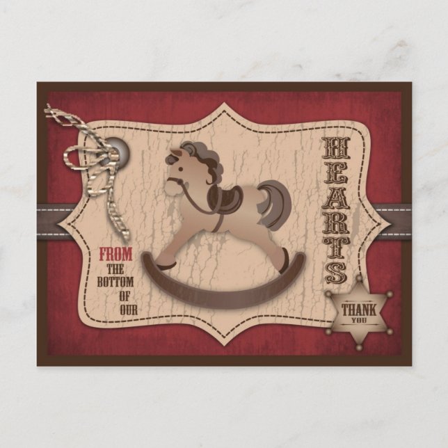 Carte Postale Cowboy Western Rocse Horse Merci (Devant)