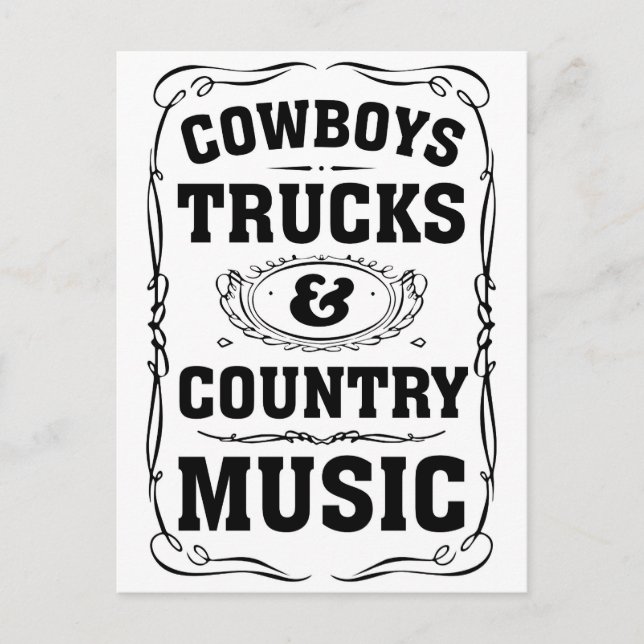 Carte Postale Cowboys Camions Et Musique Country (Devant)