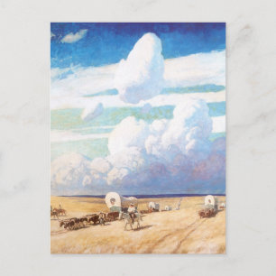 Carte Postale Cowboys occidentaux vintages, Wagons couverts par 