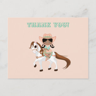 Carte Postale Cowgirl à cheval Filles Merci Ethnique
